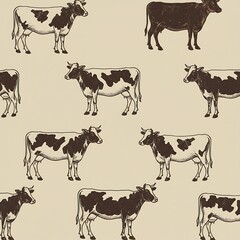 素朴な牛のスケッチ模様