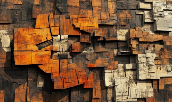 Abstract texture wall pattern with wood block design for background use
