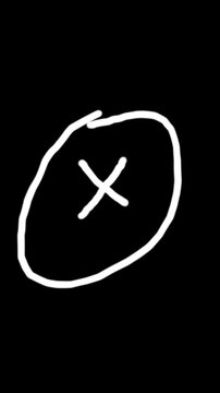 Vertical video cross mark error wrong symbol hand drawn transparent suitable for indicating mistakes, rejection, or closure in modern digital content.