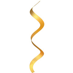 Fototapeta premium Beautiful gold serpentine ribbon isolated on transparent background elegant festive element for party celebration design