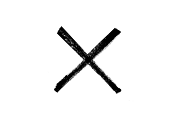 Black cross marker isolated on white background. hand-drawn black cross marker