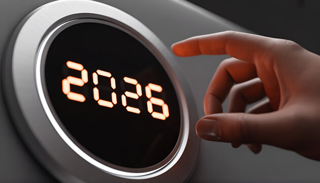 Start the future now with 2026 on glowing dashboard button ready to go