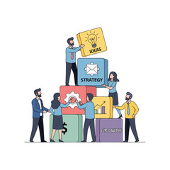 Collaborative teamwork focused on innovation and strategic planning with diverse professionals