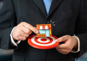 Business goals. The best location for trading with high traffic. Retail strategy, foot traffic analysis, site selection. Customer flow optimization and maximizing revenue through smart placement.