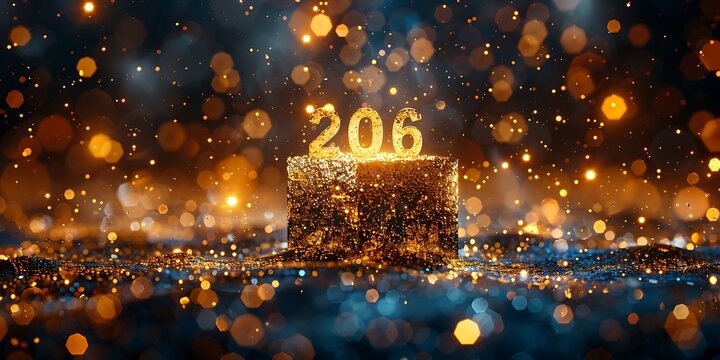 Panoramic Glowing Number 206 with Bokeh Lights Background