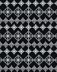 Geometric winter ornament pattern with snowflake motifs
