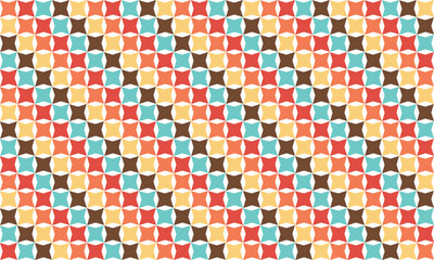 Sweet vintage pink, red, yellow star on blue hexagons pattern, Abstract Seamless geometric pattern with stars background. Diagonal strip repeat star pattern design for fabric printing, star patter