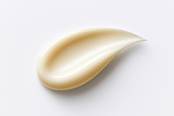 Anime japanese inspired minimal beige cosmetic cream smear with smooth glossy texture isolated on clean background and elegant luxury skincare aesthetic