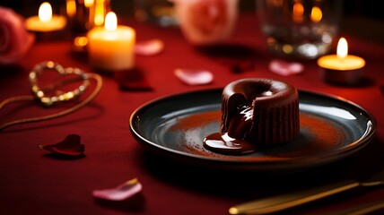 Romantic dessert with candles