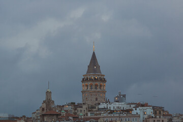 Fototapeta premium Istanbul background. Galata Tower viewed from Eminonu district