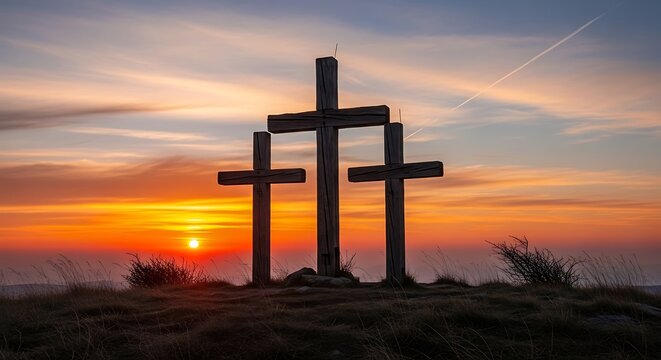 Sunset Silhouette: Threefold Hope