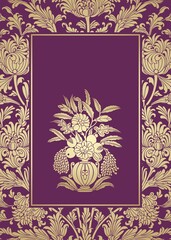 wedding card design, paisley floral pattern , India	
