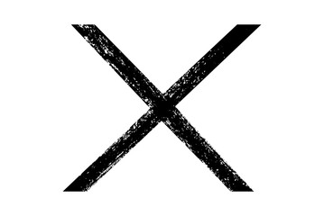 Black cross marker isolated on white background. hand-drawn black cross marker