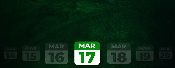St. Patrick Day calendar, March 17. Calendar with the date March 17. A symbol of good luck and success.