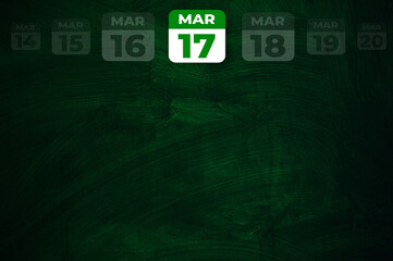 St. Patrick Day calendar, March 17. Calendar with the date March 17. A symbol of good luck and success.