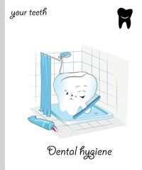 Funny Teeth vector caricature of a dental hygiene.eps