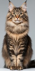 Majestic Maine Coon Cat Captured Up Close, Showcasing Its Expressive Face and Gentle Nature