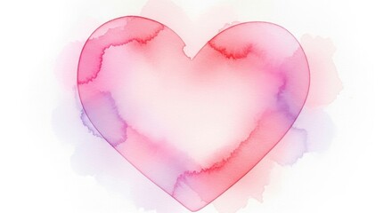 Watercolor heart in gentle pastel pink and purple shades on a white background