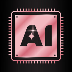 AI Generate Chip processor logo design, Artificial Intelligence Rose gold color icon modern minimal Stars icon vector EPS10, for your futuristic website or application image generator with AI