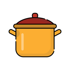cooking pot icon isolated yellow color vector illustration