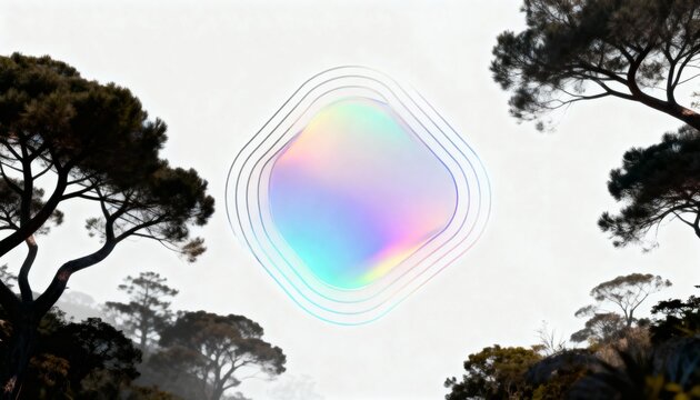 Holographic Gradient Shape With Flowing Lines and Copy Space