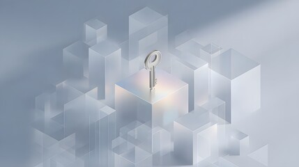 Secure digital access with encryption technology,
Cyber privacy concept shows protected data system,
Digital key represents secure cloud network