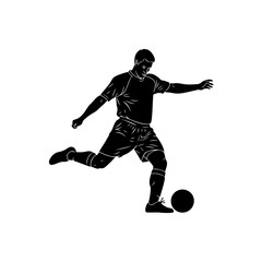 Fototapeta premium Dynamic soccer player kicking ball silhouette isolated on transparent background