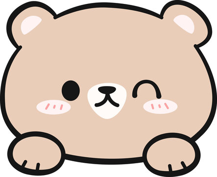cute cartoon teddy bear happy face illustration