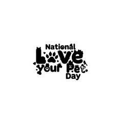 National love your pet day graphic isolated on transparent background