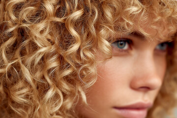 Shiny styled curls showcase beauty and texture in natural light setting Generative AI