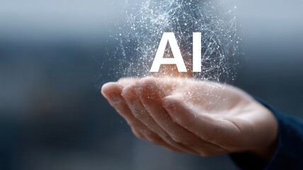 Hand holding glowing artificial intelligence - ai - concept, representing future digital technology and innovation