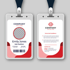 Professional Employee ID Card Design with Red Accents