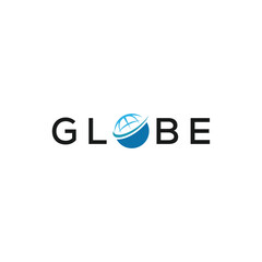 typography text globe logo design, marked with the letter O graphic vector template