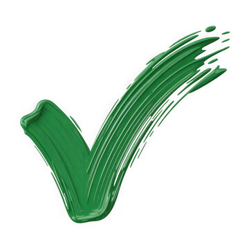 Brush strokes green check mark isolated on transparent background