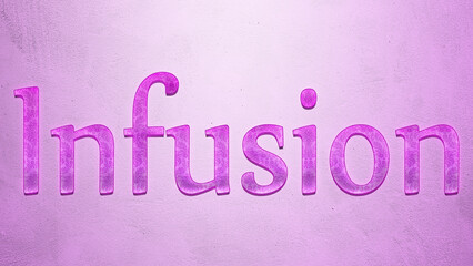 Purple text effect of word Infusion on light background.