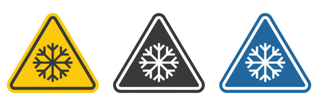 Cold warning signs icon collection, including vector graphics for UI designs, mobile and web applications, alert systems, safety indicators