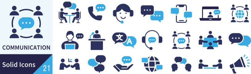 ベクターのコミュニケーションに関するシルエットアイコンセット
