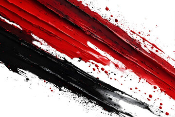  Abstract red and black paint splash radiating diagonally on pure white background, intense energy, liquid acrylic texture, sharp splatter droplets, dramatic contrast, modern abstract art.