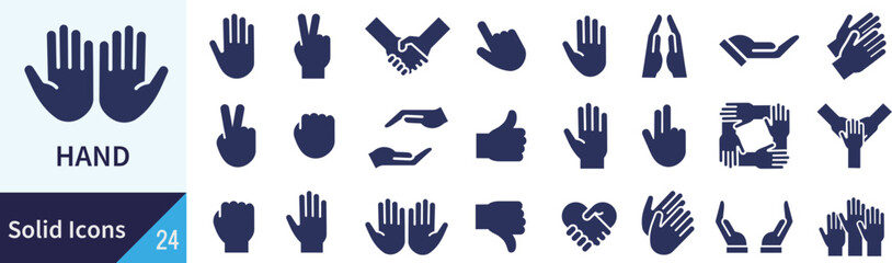 ベクターの手に関するシルエットアイコンセット
