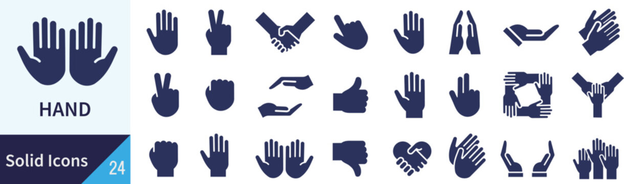 ベクターの手に関するシルエットアイコンセット

