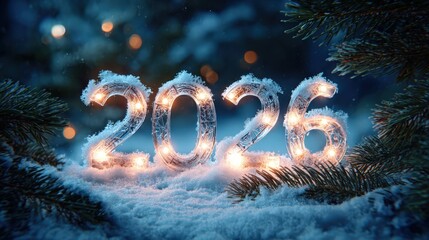 A Glimpse into the Future: 2026 illuminated. A frosty, glittering, and hopeful view of the new year.