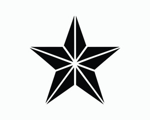 Obraz premium Black geometric star symbol with sharp points on a white background icon shape