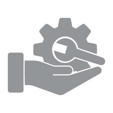 gear and wrench icon logo vector illustration, service tool symbol template for graphic and design collection vector, an icon design of service, gear and wrench icon representing maintenance or settin
