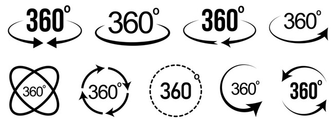 Set of 360 degree views icons