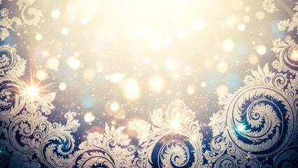 Elegant winter background with swirls, bokeh and a soft glow. Suitable for holiday cards, marketing promotions, and adding a touch of frosty beauty to