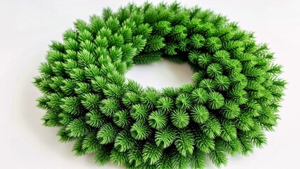  WREATH FEATURING DEEP GREEN PLUSH PINE TEXTURE, LUSH AND VIBRANT ON WHITE