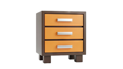 Modern Nightstand with Orange Drawers Isolated