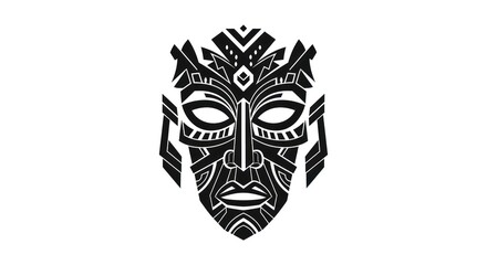 Artistic tribal face mask with geometric designs conveying a sense of ancient tradition and culture