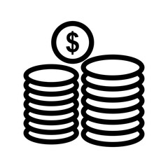 Dollar Coins icon vector image. Suitable for mobile apps, web apps and print media.
