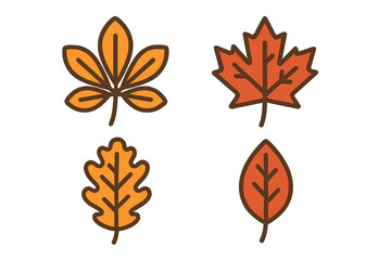 Four autumn leaves in warm colors on a gradient background